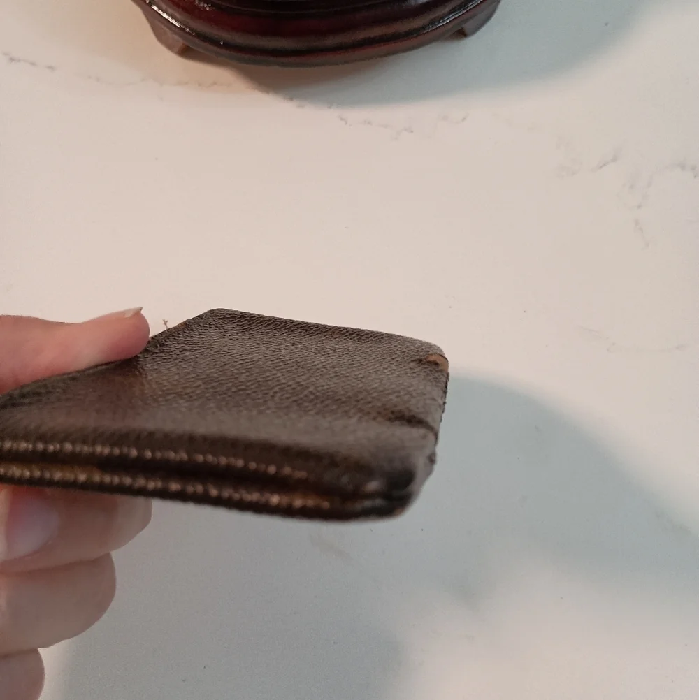LOUIS VUITTON Monogram Pochette Coin Case Brown